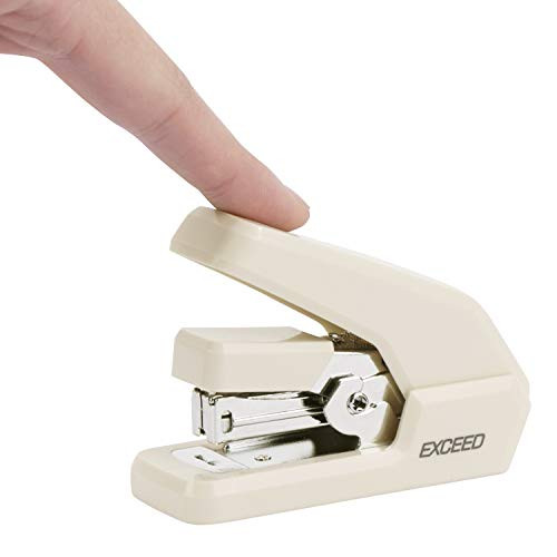 Deli Effortless Stapler, Mini Desktop Stapler, 15 Sheets Capacity, One Finger Touch Stapling, No Effort, White