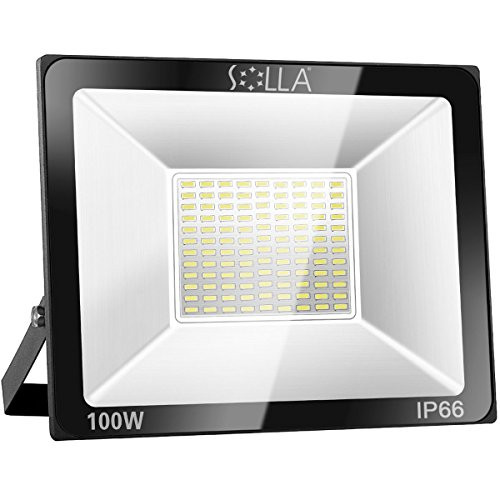 SOLLA 100W LED Flood Light, IP66 Waterproof, 8000lm, 550W Equivalent, Super Bright Outdoor Security Lights, 3000K Warm White, Outdoor Floodlight for Garage, Garden, Lawn and Yard