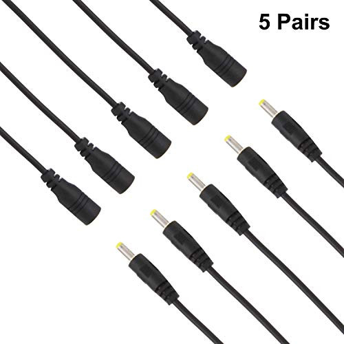 COOLM DC 4.0mmx1.7mm Male and Female DC Plug Line Power Cord 1.7mm I.D. 4.0mm O.D Security Monitoring Power Cord LED DC Power Cord 4.01.7 Barrel Adapter Converter Cable 5 Pairs