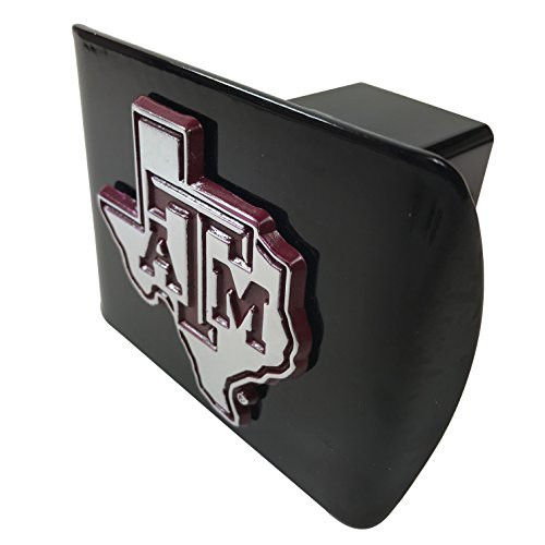 Texas A&M State Shaped Emblem with Maroon trim on Black METAL Hitch Cover Texas A&M State Shaped Emblem with Maroon trim on Black METAL Hitch Cover
