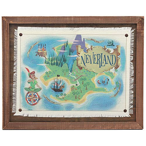 Open Road Brands Peter Pan Neverland Map Framed Wood Wall Decor