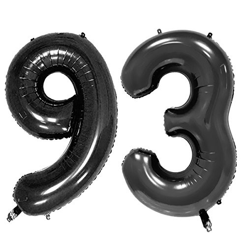 40inch Black Foil 93 Helium Jumbo Digital Number Balloons, 93th Birthday Decoration for Women or Men, 93 Birthday Party Supplies