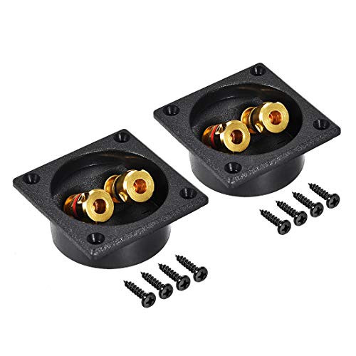 uxcell 2-Way Square Speaker Box Terminal Binding Post Stereo Connectors for Subwoofer Plugs Cable Terminals 2pcs
