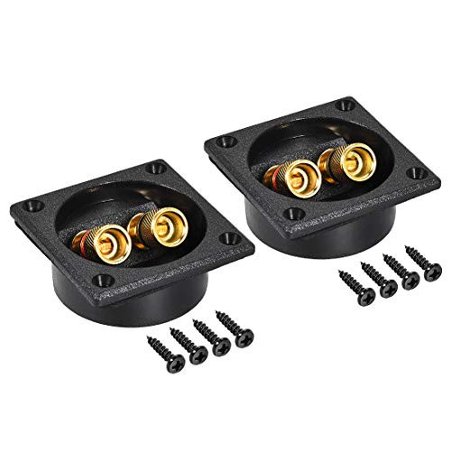 uxcell 2-Way Square Speaker Box Terminal Binding Post Stereo Screw Connectors Subwoofer Plugs Black 2pcs