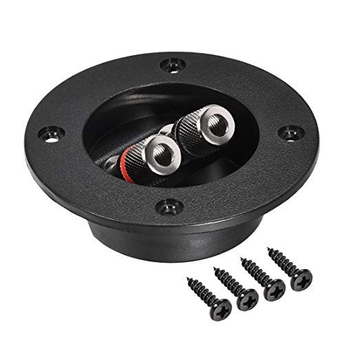 uxcell 2-Way Round Speaker Box Terminal Binding Post Stereo Screw Cup Connectors Black 1pcs