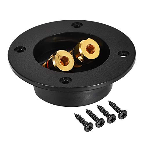 uxcell 2-Way Round Speaker Box Terminal Binding Post Stereo Screw Cup Connectors Subwoofer Plugs Black 1pcs