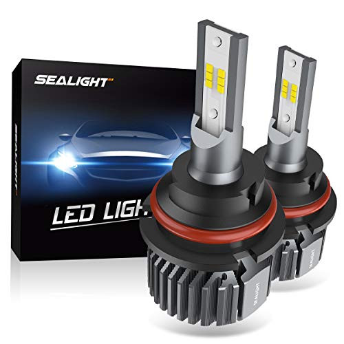 SEALIGHT 9007 HB5 LED Headlight Bulbs, Fanless 6000K White, Easy Installation, High Low beam, Halogen Replacement, CSP Chips