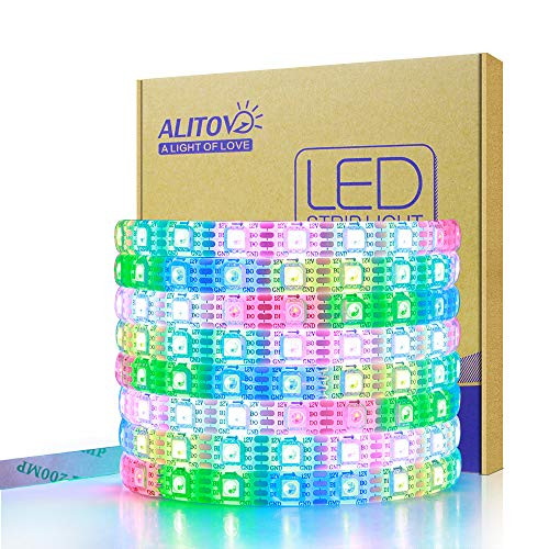 ALITOVE WS2812B 12V LED Strip Light WS2815 Addressable RGB LED Light Strip 12V WS2813 Programmable Dream Color Digital LED Pixel 16.4ft 300 LEDs Waterproof IP65 for Decor Lighting Project
