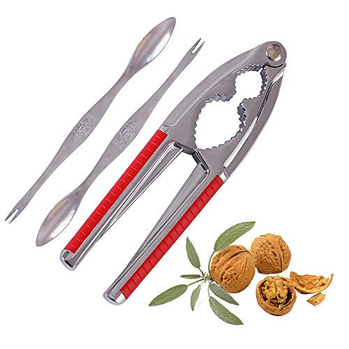 fani Heavy Duty Walnut Cracker Tool Nut Crackers Walnut Cracker Heavy Duty Shell Cracker Seafood Cracker Walnut Opener Tool with with Red Non-slip Handle