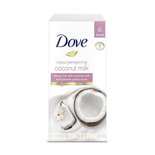 Dove Beauty Bar For Softer Skin Coconut Milk More Moisturizing Than Bar Soap, (6 Count of 3.75 oz Bars) 22.5 oz Dove Beauty Bar For Softer Skin Coconut Milk More Moisturizing Than Bar Soap, (6 Count of 3.75 oz Bars) 22.5 oz