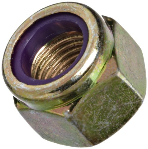 Steel Lock Nut, Zinc Yellow-Chromate Plated Finish, Grade 8, Right Hand Threads, Nylon Insert, 3/8"-16 Threads, 0.662" Width Across Flats (Pack of 20)