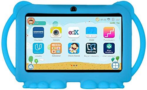 Xgody T702 7 inch Kids Tablets, 1GB RAM 16GB ROM, Android 9.0 Tablet, Touch Screen with WiFi Pre-Loaded 3D Game Dual Camera Kids-Proof Case Android Tablet Blue