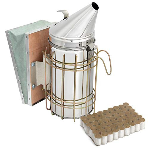 Blisstime Bee Hive Smoker Stainless Steel with Heat Shield Beekeeping Equipment Blisstime Bee Hive Smoker Stainless Steel with Heat Shield Beekeeping Equipment