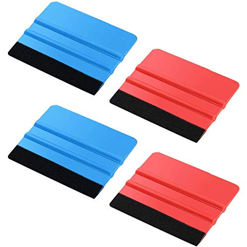 Blulu Felt Edge Squeegee Car Wrapping Tool Kits, 4 Inch Felt Squeegee Applicator Tool for Car Vinyl Wrap, Window Tint, Wallpaper, Decal Sticker Installation (4)