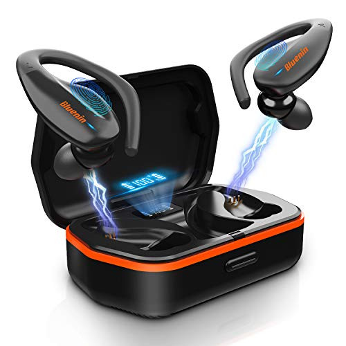 Wireless Earbuds, Bluenin Bluetooth 5.0 Sport Headphones with Charging Case, 136H Playtime, Stereo Deep Sound TWS Earphones, IPX7 Waterproof CVC8.0 Noise Cancelling Headset with Mic