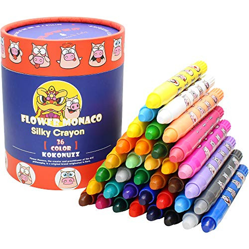 Toddler Crayons, 36 Colors Non Toxic Silky Washable Crayons, Easy to Hold Twistable Large Crayons for Kids, Safe for Babies and Children Flower Monaco