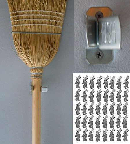 40 Metal Spring Grip Clamps Garage Closet Wall Organizer for Brooms, Mops, Rakes, Etc. (40 Pack)