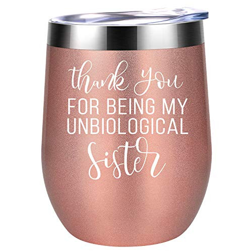 Friends Like Sisters Gifts - Being My Unbiological Sister - Best Friend Friendship Gifts for Women - Funny Birthday Gifts for Best Friends, Soul Unbiological Sister, BFF - Coolife Wine Tumbler Mug Cup