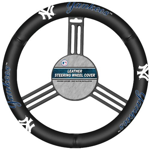 Fremont Die MLB New York Yankees Genuine Leather Steering Wheel Cover