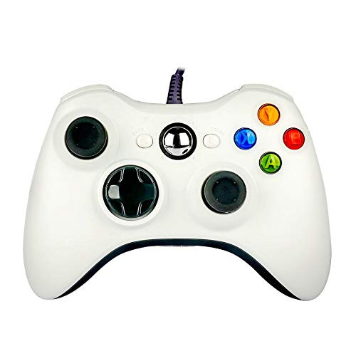 YCCSKY Xbox 360 Wired Controller, Wired Xbox 360 Game Controller USB Gamepad Joypad Joystick Controller with Dual-Vibration and Trigger Buttons for Xbox 360 Slim PC Windows 7/8/10 (White)