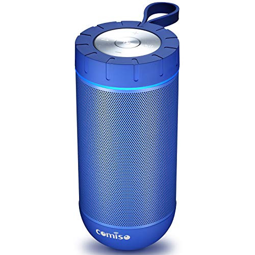 COMISO Waterproof Bluetooth Speakers Outdoor Wireless Portable Speaker with 20 Hours Playtime Superior Sound for Camping, Beach, Sports, Pool Party, Shower (Blue)