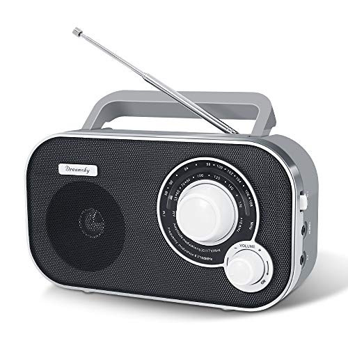 DreamSky Portable AM FM Radio with Great Reception, Battery Operated Radio AC Outlet Powered Radios with Headphone Jack, Handheld Transistor Radios Small Gifts for Seniors Emergency, Indoor Outdoor