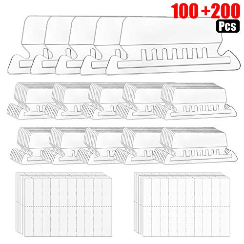 File Folder Tabs, 100 Sets Hanging File Folder Tabs with 200 Sets Inserts for Hanging Folders, 2 Inch Clear Plastic Hanging File Tabs for Quick Identification