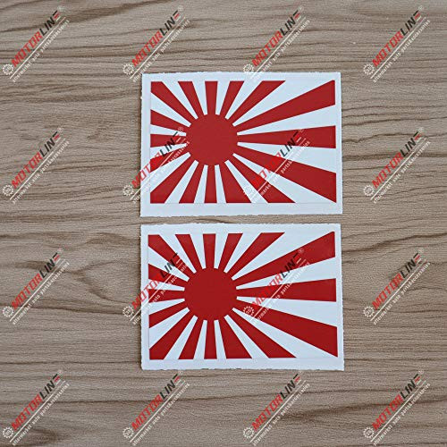 3S MOTORLINE (2) 4'' Glossy Japanese Rising Sun Flag Decal Sticker Car Vinyl JDM