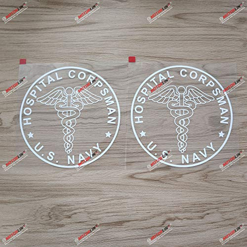 3S MOTORLINE 2X White 6'' Hospital Corpsman Decal Vinyl Sticker Car Laptop Window Die Cut no bkgrd