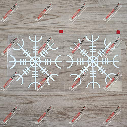 3S MOTORLINE 2X White 6'' Helm of Awe Decal Sticker Vegvisir Viking Odin Norse Norway Vinyl sda1