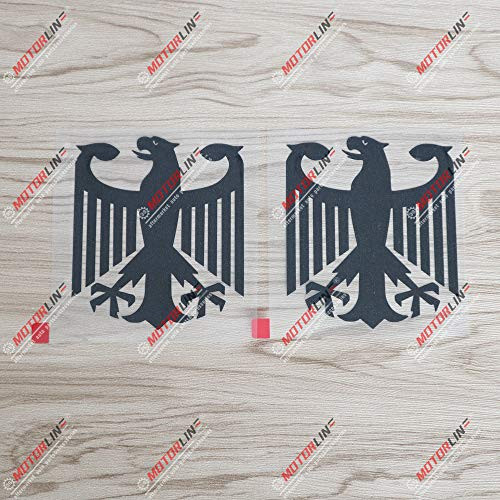 3S MOTORLINE 2X Black 4'' German Coat of Arms Eagle Decal Sticker Car Vinyl Germany Deutschland die Cut no Background
