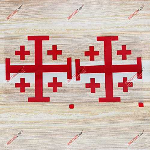 3S MOTORLINE 2X red 4'' Jerusalem Cross Crusaders' Cross Five-fold Cross Decal Sticker Car Vinyl Die Cut no Background