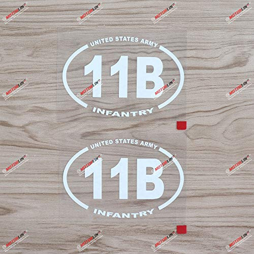 3S MOTORLINE 2X White 5'' Army 11B Infantry Decal Sticker Oval Car Vinyl die Cut no Background