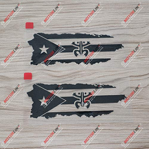 3S MOTORLINE 2X Black 5'' Puerto Rico Map Flag Coqui Frog Decal Sticker PR Car Vinyl no bkgrd die Cut sda2