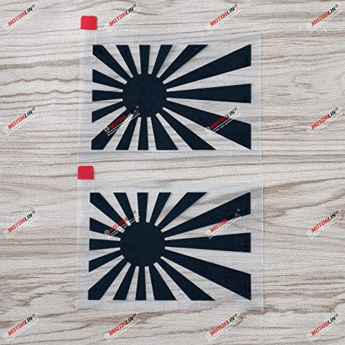 2X Black 4'' Japanese Rising Sun Variant Flag of Japan Naval Car Vinyl Decal Sticker JDM Vinyl die Cut no Background