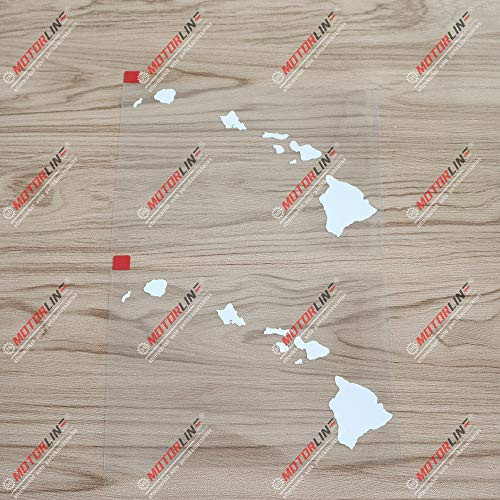 3S MOTORLINE 2X White 6'' Hawaii Map Outline Decal Sticker Hawaiian Islands State Car Vinyl
