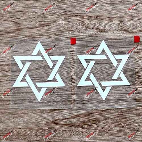 3S MOTORLINE 2X White 4'' Star of David Magen David Decal Sticker Car Vinyl Israel Jew Jewish