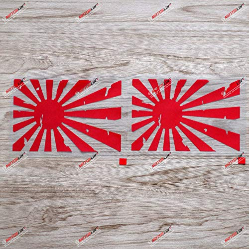 3S MOTORLINE 2X red 6'' Japanese Rising Sun Flag Decal Sticker Car Vinyl Distressed Japan Naval Ensign