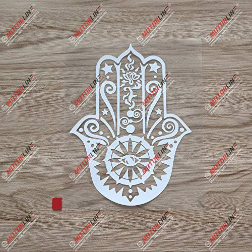 3S MOTORLINE 6'' White Hamsa Hand Khamsa Decal Sticker Fatima Car Vinyl Arab