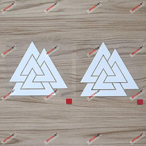 2X White 4'' Valknut Symbol Old Norse Viking Decal Sticker Car Vinyl die Cut