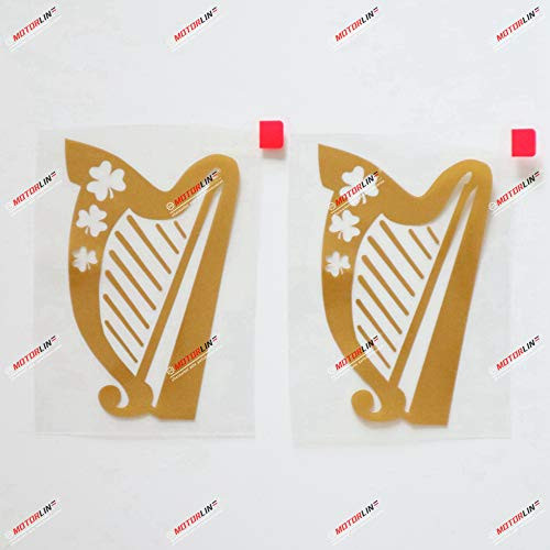 3S MOTORLINE 2X Gold 4'' Irish Celtic Harp Decal Sticker Ireland Shamrock Car Vinyl