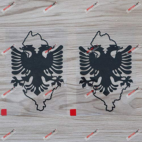 3S MOTORLINE 2X Black 5'' Albania Eagle Map Outline Decal Sticker Albanian Car Vinyl Die Cut no bkgrd Style b
