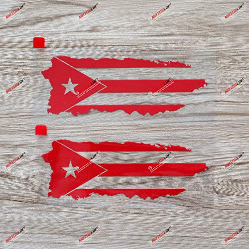 3S MOTORLINE 2X red 6'' Puerto Rico Flag Map Outline PR Decal Sticker Car Vinyl die Cut no bkgrd