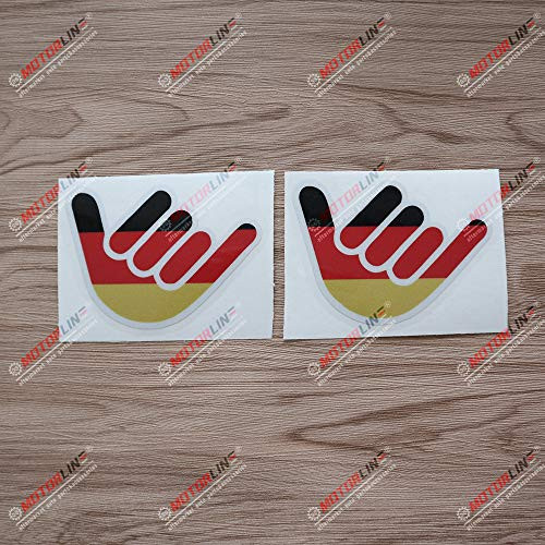 3S MOTORLINE 2X Reflective 4'' Shaka Sign Hang Loose German Flag Germany Decal Vinyl Sticker Car Laptop Window