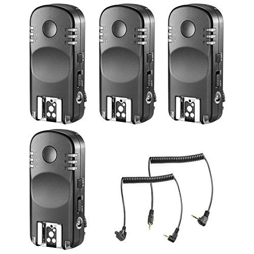 Neewer 4-Pack 2.4GHz 7-Channel Wireless Remote Flash Trigger Transceivers with C1 and C3 Shutter Cable for Canon 1D Mark II III IV 5D Mark II III IV 1100D 1000D 700D 650D 600D 500D 450D 100D 60D