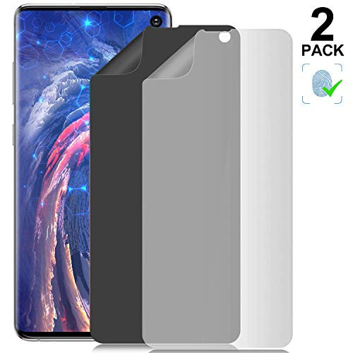 [2 Pack] Galaxy S10 Privacy/HD Screen Protector, Anti-Spy Flexibel Film TPU Screen Protector for Galaxy S10 6.1 Inch 2020 [Support Fingerprint ID] [Case Friendly] [Full Coverage] - Black