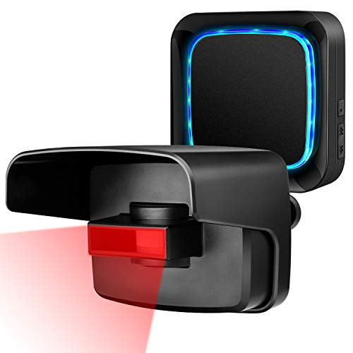 Wireless Driveway Alarm, KINGWANT Driveway Motion Sensor Alarm Long Wireless Range, Weatherproof Driveway Detector Security Alert System Monitor Protect Alert Outdoor for Home, Yard, Garage, Black