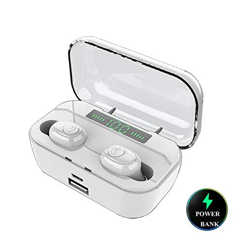 HONTECH Bluetooth 5.0 Earbuds Wireless Earphones, IPX7 Waterproof TWS Stereo Double in-Ear Built-in Mic Headphones with Touch-Control Operation Headset with 3500mAh Wireless Charging Case (White) HONTECH Bluetooth 5.0 Earbuds Wireless Earphones, IPX7 Waterproof TWS Stereo Double in-Ear Built-in Mic Headphones with Touch-Control Operation Headset with 3500mAh Wireless Charging Case (White)