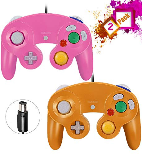 Gamecube Controllers,GALGO Classic Gamecube wii Controller for Nintendo Gamecube Console, Compatible with Wii (Pink & Orange)