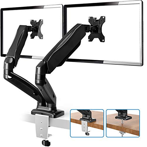 Dual Monitor Stand - Adjustable Dual Arm Monitor Mount Desk Stand for 13 to 32 Inch Screens, Each Arm Hold 4.4 to 17.6lbs